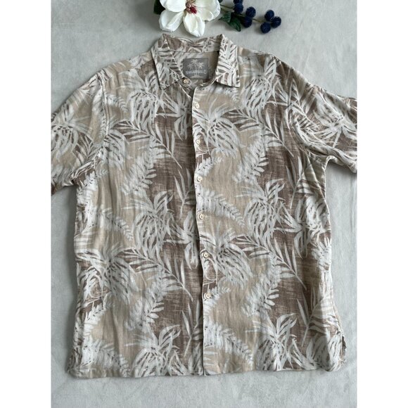 Margaritaville Hawaiian Tropical Leaf Print Button-Down Shirt Large - Picture 1 of 8